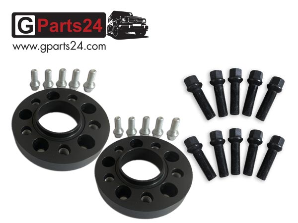 G-Klasse Spurdistanzplatten 31 mm pro Rad schwarz 62 mm pro Achse Spurverbreiterung Distanzscheibe inklusive Radschrauben w463 w463a w465 B62958410